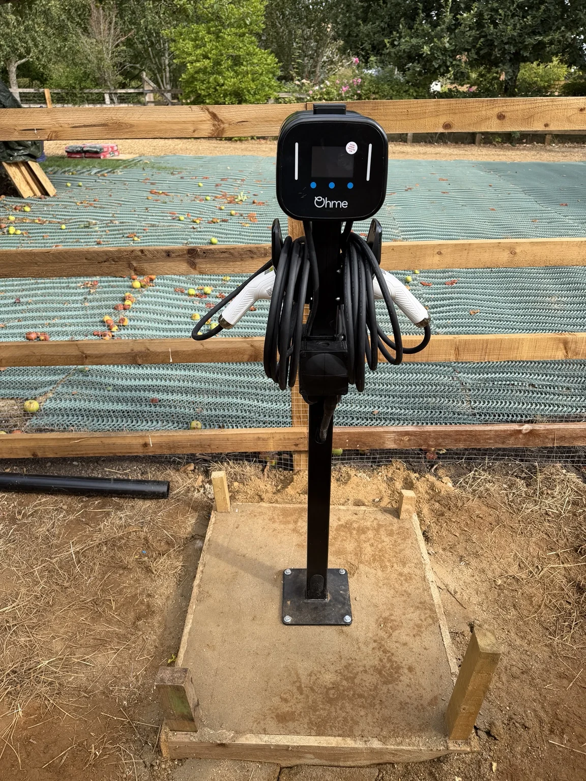 EV charger mounted on a post